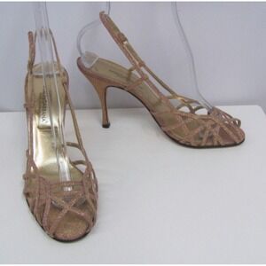 Vintage Dolce & Gabbana Metallic Sling Back Shoes Pink Champagne Size 39 1/2